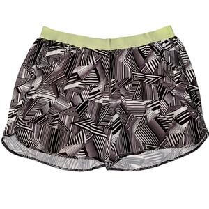 Livi Active neon yellow black patterned athletic shorts 26/28 4X lane Bryant euc